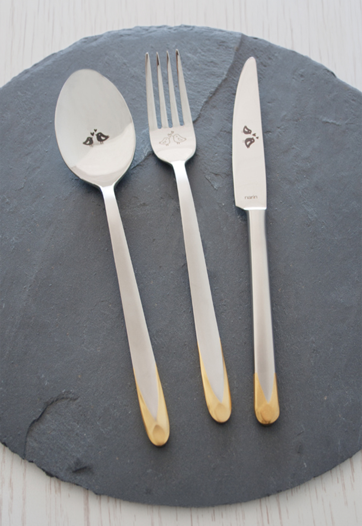 Asellus Love Birds - Satin Gold - 30 Pieces Set