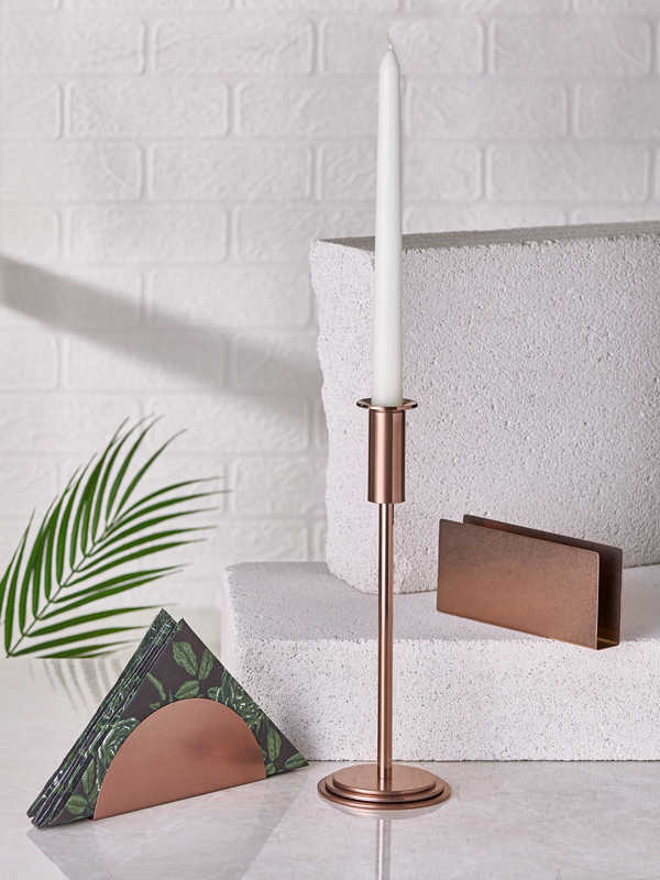 Candle Holder-Napkin Holder (Copper Color-Retro)