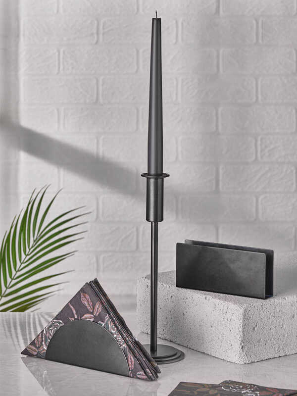  - Candle Holder-Napkin Holder (Grey Color-Retro)