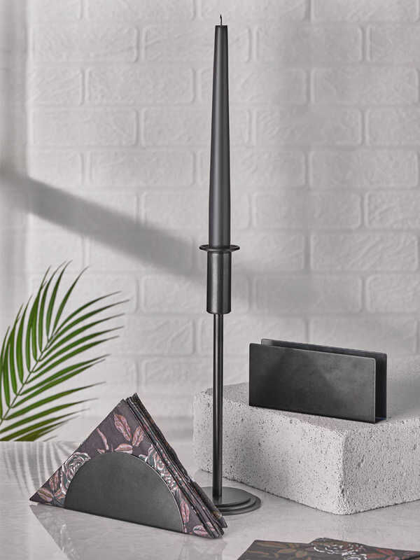  - Candle Holder-Napkin Holder (Grey Color-Retro)