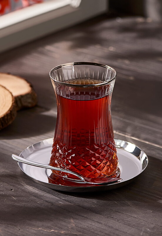 Crystal Pattern Tea Glass (6 Pcs ) - Thumbnail