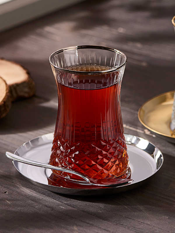 Crystal Pattern Tea Glass (6 Pcs )