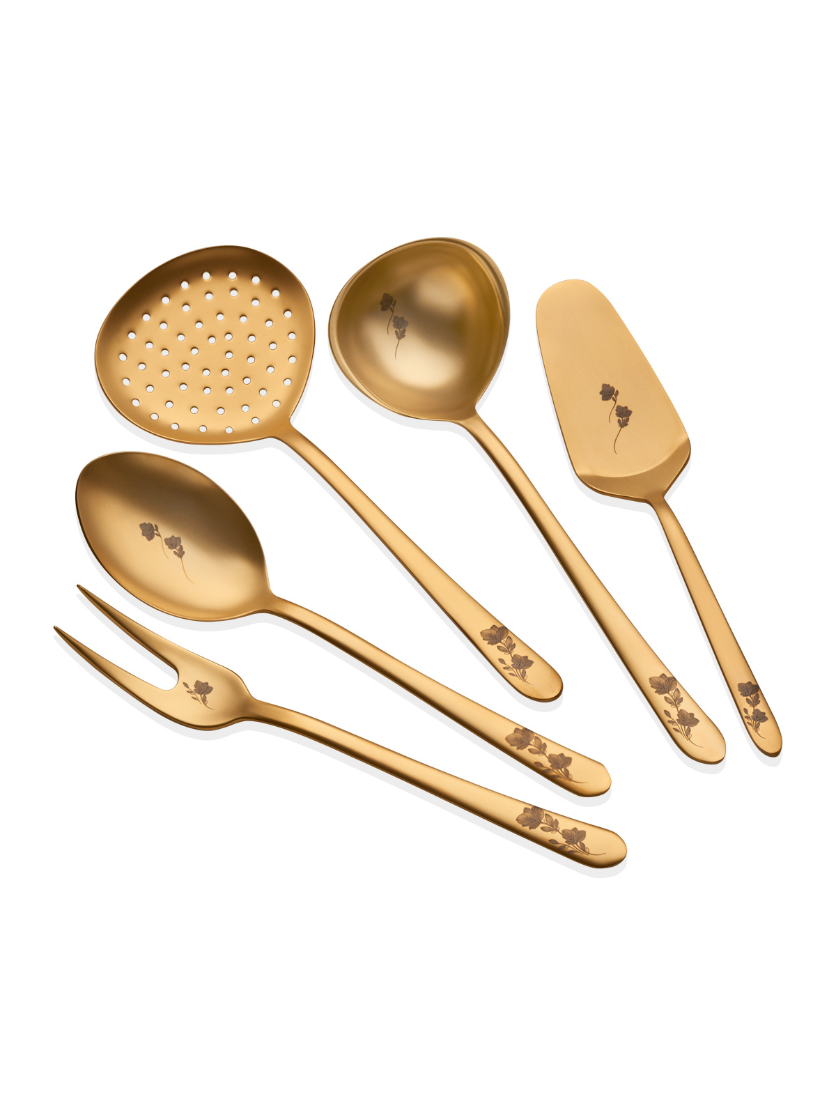 Epsilon - Gold with Flower Pattern - Service Set - 5 Pcs