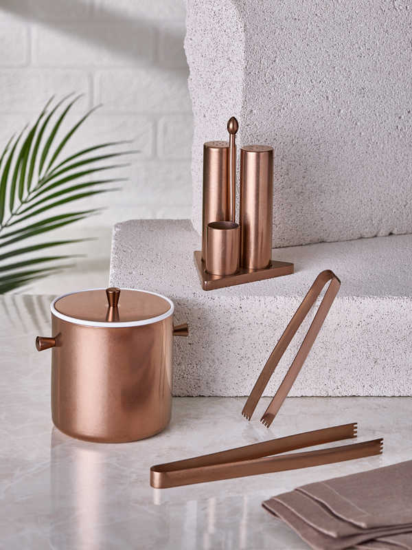 Ice Bucket-Salt Pepper Set-Ice Tong ( Copper Color-Retro)