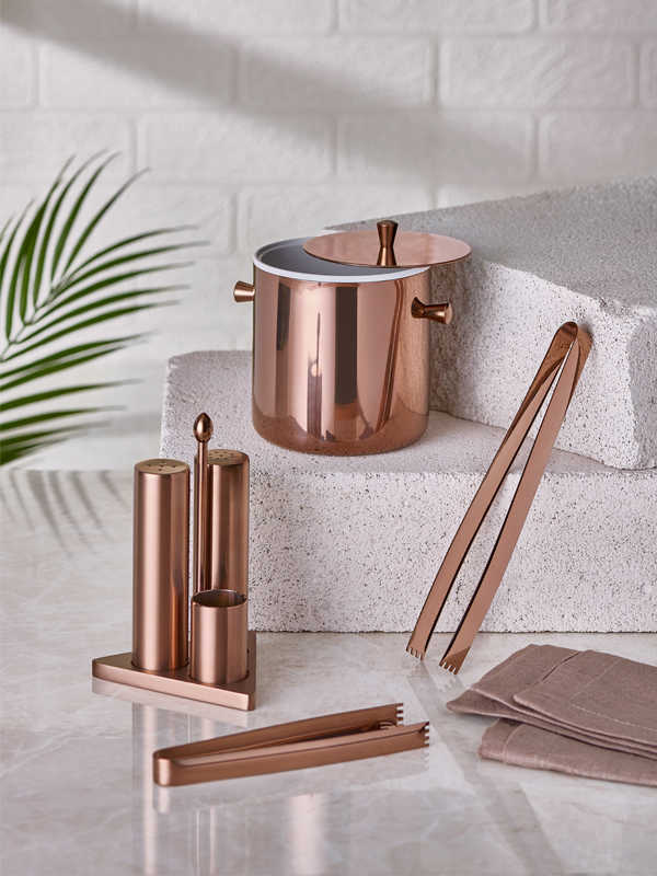 Ice Bucket-Salt Pepper Set-Ice Tong (Copper Color)