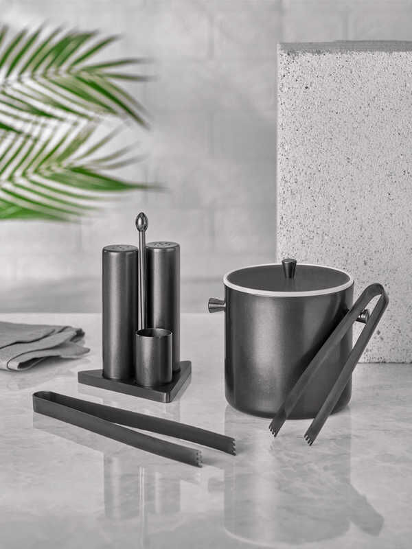 - Ice Bucket-Salt Pepper Set-Ice Tong (Grey Color-Retro)
