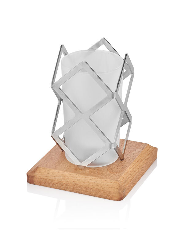  - Kare Tealight - Ahşap Standlı