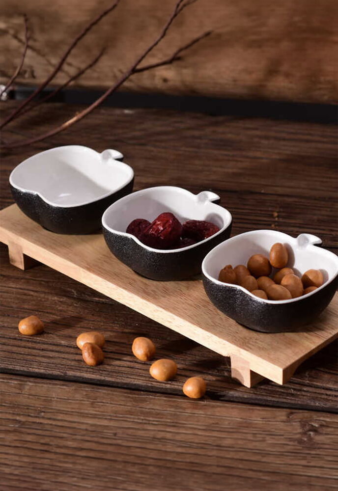  - Porcelain Dish - Black with 3 Pcs