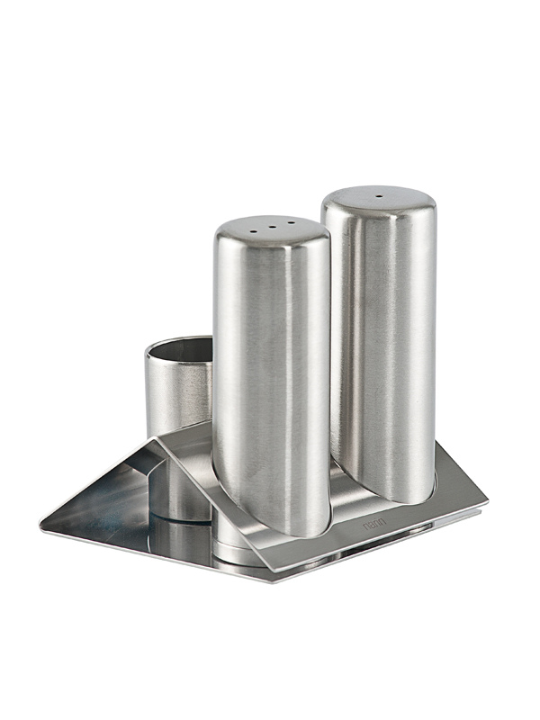 Salt & Pepper Set - Pyramid Stand - Satin